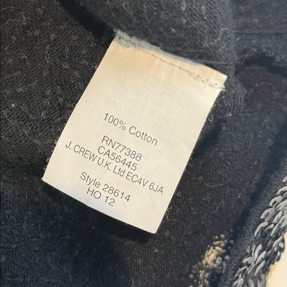J CREW 28614 Short Sleeve Sequin Embellished Top T-Shirt Polka Dot Tee Black M - Picture 7 of 8